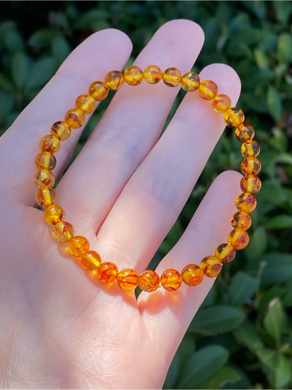 Flower Amber Stretch Bracelet 5.8mm Beads Fits Approximately 7 Inch Wrist